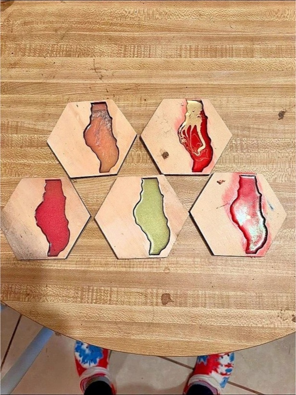 Hand-Painted Wooden Set Multicolor